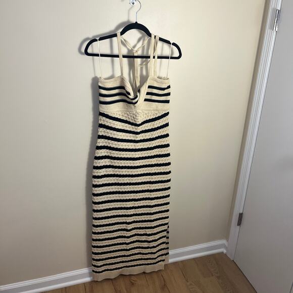 NWT House of Harlow 1960 Stripe Pointelle Halter Dress Size Large - Picture 9 of 9